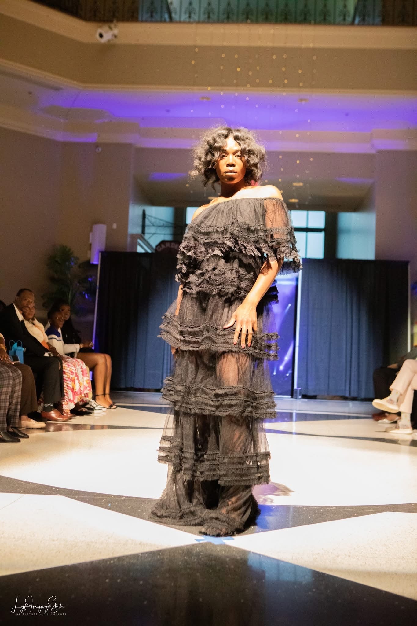 "Celeste" Black Lace Maxi Dress